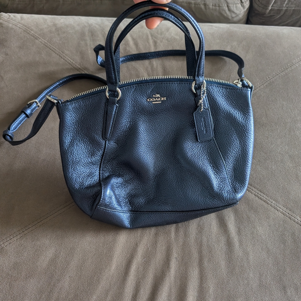 Coach Navy Blue Leather Handbag